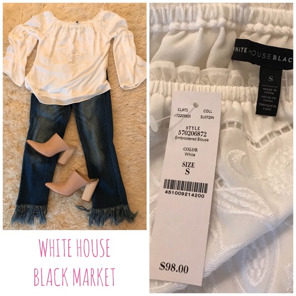 White House Black Market Tops - On or Off Shoulder White Blouse